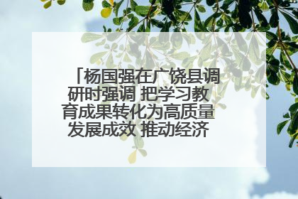 杨国强在广饶县调研时强调 把学习教育成果转化为高质量发展成效 推动经济稳健向好进中提质